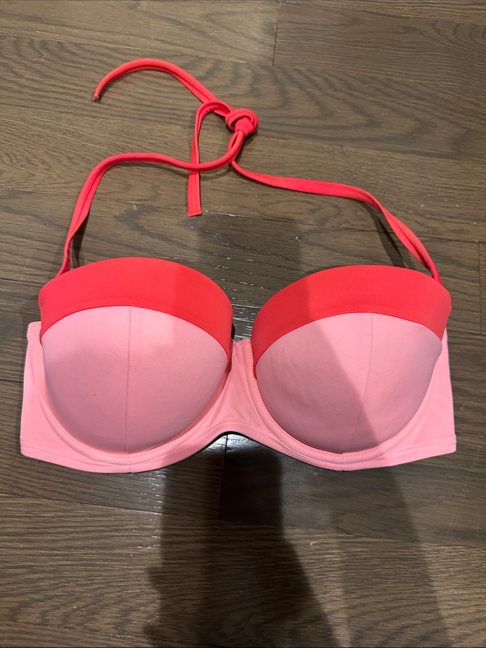 Victoria's Secret Pink and Red Strapless Bikini Top